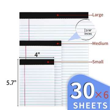 WINKIO 6 Pack Legal Pads Refills Note Pads, Writing Pads 4 x 6 Inches, Memo Pads Lined Writing Note ...
