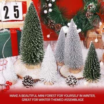 6pcs Mini Christmas Trees Christmas Decor, Artificial Christmas Mini Bottle Brush Trees Tabletop, Ch...