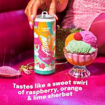 Alani Nu SHERBET SWIRL Energy Drinks - Sugar Free & Low Calorie, 200mg Caffeine, 24 Pack