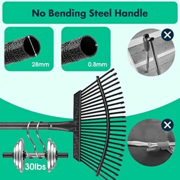 Heavy Duty Garden Rake - Adjustable 65 Inch Length