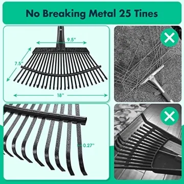 Heavy Duty Garden Rake - Adjustable 65 Inch Length