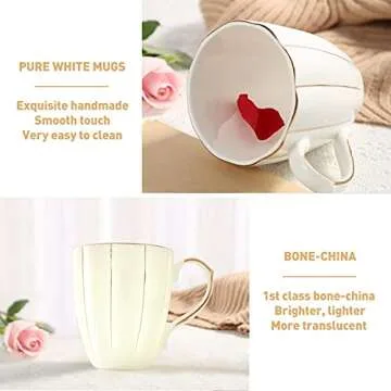 Luxury DUJUST Coffee Mug Set with Golden Trims 13.5oz