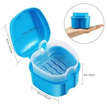 Stylish Blue Denture Case Bath Box for Easy Storage
