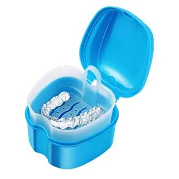 Stylish Blue Denture Case Bath Box for Easy Storage
