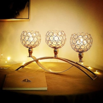 Elegant Crystal Candle Holders For Dining Table Centerpiece