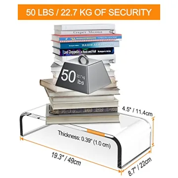 Clear Monitor Riser - Acrylic Stand with 50LB Capacity