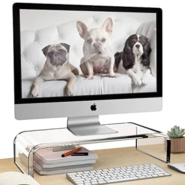 Clear Monitor Riser - Acrylic Stand with 50LB Capacity