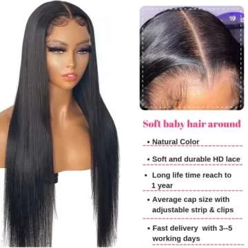 SISLOVV Glueless HD Lace Front Wigs Human Hair Pre Plucked with Baby Hair 180 Density 4x4 Straight Lace Closure Human Hair Wigs for Black Women Natural Black Color (22inch)