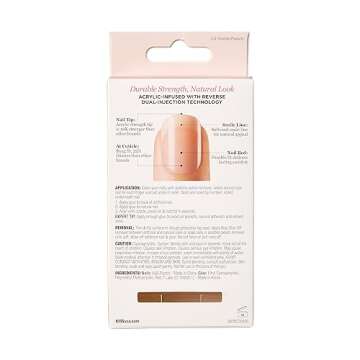 KISS Salon Acrylic Press On Nails, Nail glue included, 'Cashmere', French, Medium Size, Squoval Shape, Includes 28 Nails, 2g Glue, 1 Manicure Stick, 1 Mini file