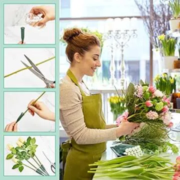 150 Pcs Floral Water Tubes Plastic Green Floral Tubes with Rubber Caps Fresh Flower Water Arrangements Supplies for Bouquet Stem Supplies, 6 Inches