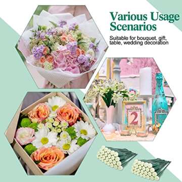 150 Pcs Floral Water Tubes Plastic Green Floral Tubes with Rubber Caps Fresh Flower Water Arrangements Supplies for Bouquet Stem Supplies, 6 Inches