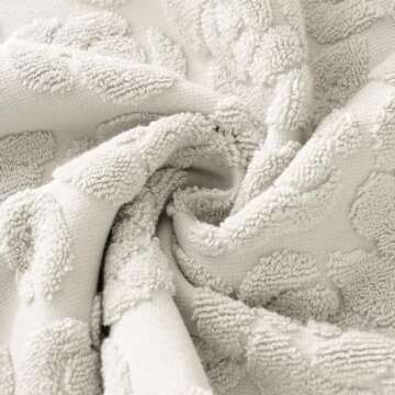 YiLUOMO Lime White Embossed Floral Pattern Hand Towel Set of 2 Super Soft 100% Cotton Highly Absorbent Decorative Rose Bath Hand Towels for Bathroom Home 13x 29 Inch