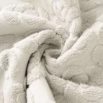 YiLUOMO Lime White Embossed Floral Pattern Hand Towel Set of 2 Super Soft 100% Cotton Highly Absorbent Decorative Rose Bath Hand Towels for Bathroom Home 13x 29 Inch