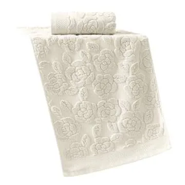 YiLUOMO Lime White Embossed Floral Pattern Hand Towel Set of 2 Super Soft 100% Cotton Highly Absorbent Decorative Rose Bath Hand Towels for Bathroom Home 13x 29 Inch