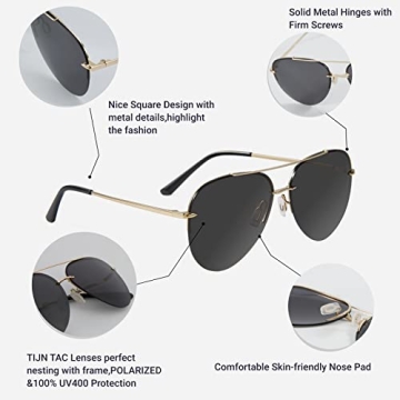TIJN Polarized Aviator Sunglasses for Fashionable UV Protection