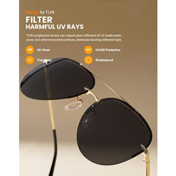 TIJN Polarized Aviator Sunglasses for Fashionable UV Protection