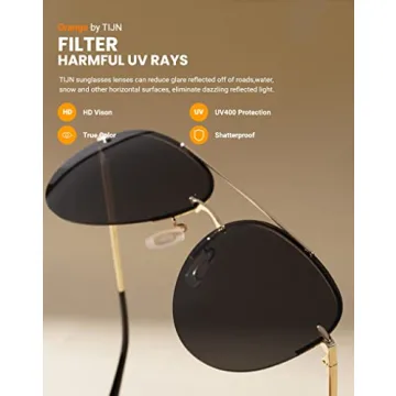 TIJN Polarized Aviator Sunglasses for Fashionable UV Protection