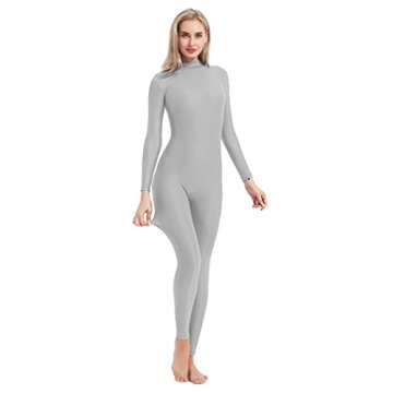 speerise Adult High Neck Zip One Piece Unitard Full Body Leotard Bodycon Jumpsuit for Women