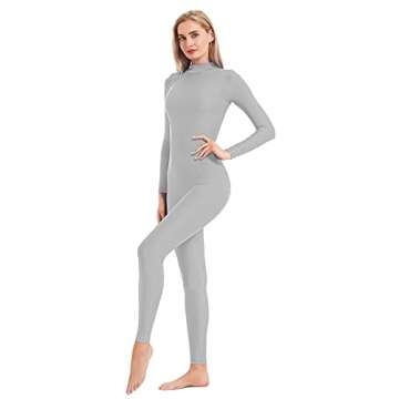 speerise Adult High Neck Zip One Piece Unitard Full Body Leotard Bodycon Jumpsuit for Women
