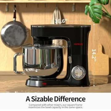 COOKLEE Stand Mixer, 9.5 Qt. 660W 10-Speed Electric Kitchen Mixer with Dishwasher-Safe Dough Hooks, ...
