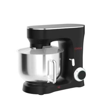 COOKLEE Stand Mixer, 9.5 Qt. 660W 10-Speed Electric Kitchen Mixer with Dishwasher-Safe Dough Hooks, Flat Beaters, Wire Whip & Pouring Shield Attachments for Most Home Cooks,SM-1551,Black