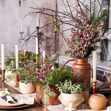 Whaline 12 Pack Christmas Artificial Berry Picks Xmas Winter Frosted Red Berry Stems 11.8inch Fake Snowy Red Berry Branches for Christmas Tree Wreath Garland DIY Crafts Home Wedding Party Decor