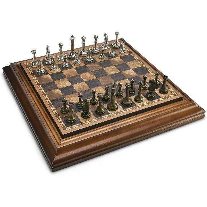 AMEROUS 14" Chess Set with Metal Pieces & Storage