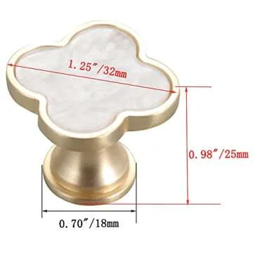 CPELLESSE 6 Pcs Clover Knobs Four-Leaf Handle Creative Cabinet Drawer Pulls Gold for Dresser Wardrob...