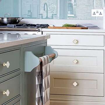 CPELLESSE 6 Pcs Clover Knobs Four-Leaf Handle Creative Cabinet Drawer Pulls Gold for Dresser Wardrobe Zinc Alloy Single Hole Door Handle(White)