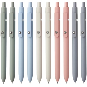 FIOVER Gel Pens, 10pcs 0.5mm Quick Dry Black Ink Fine Point Smooth Writing Pens for Journaling Note ...