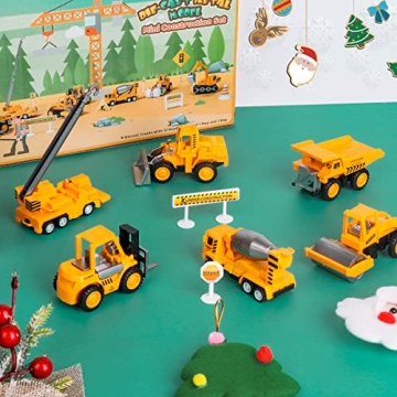 Meland Construction Toy Trucks - 8 Mini Vehicles & Mat for Kids