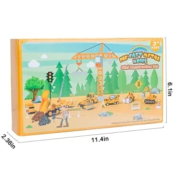 Meland Construction Toy Trucks - 8 Mini Vehicles & Mat for Kids