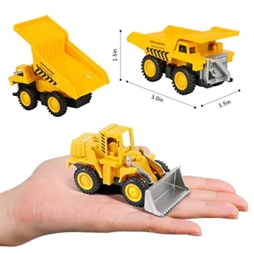 Meland Construction Toy Trucks - 8 Mini Vehicles & Mat for Kids
