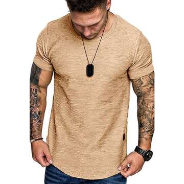 Fashion Mens T Shirt Muscle Gym Workout Athletic Shirt Cotton Tee Shirt Top