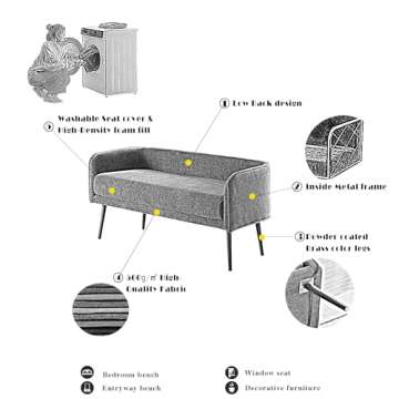 Chic Forshare Bedroom Bench with Metal Frame & Comfort