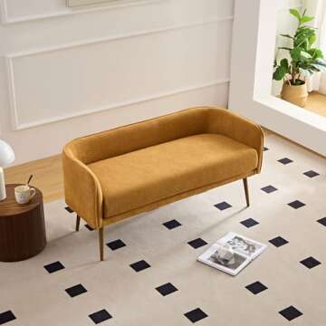 Chic Forshare Bedroom Bench with Metal Frame & Comfort