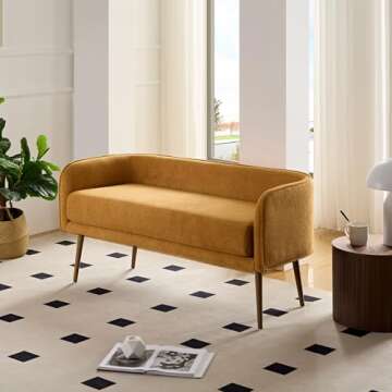 Chic Forshare Bedroom Bench with Metal Frame & Comfort