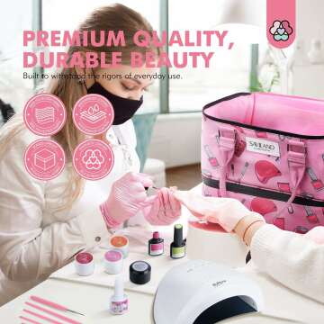 Nail Polish Organizer Bag for 40 Bottles & Lamp