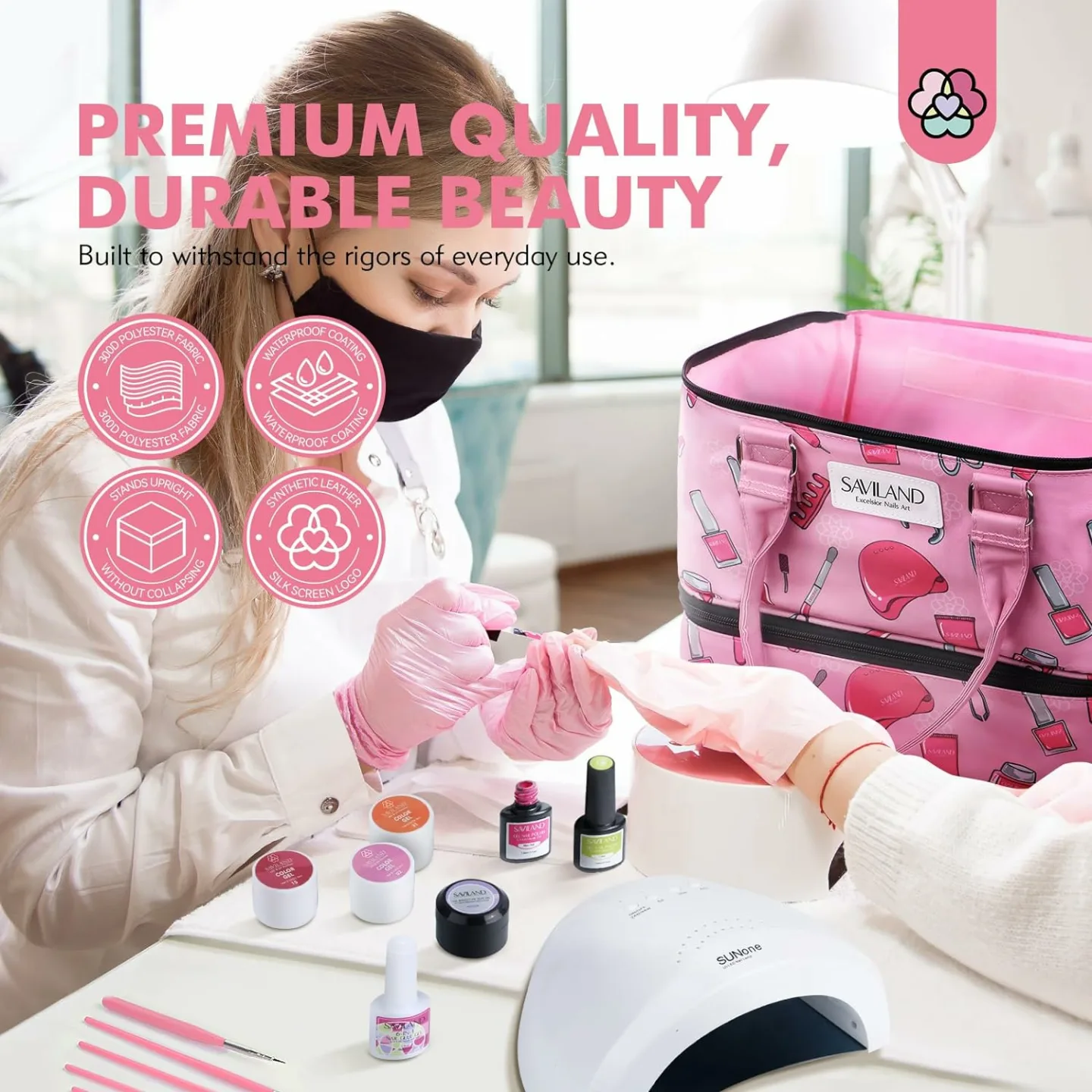 Nail Polish Organizer Bag for 40 Bottles & Lamp