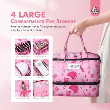 Nail Polish Organizer Bag for 40 Bottles & Lamp