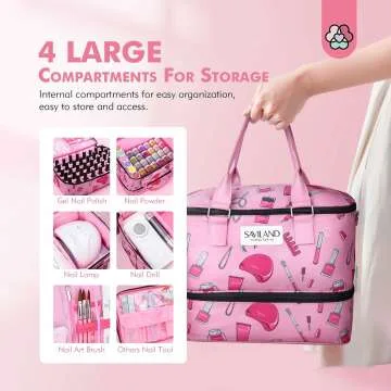 Nail Polish Organizer Bag for 40 Bottles & Lamp
