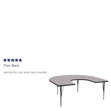 Flash Furniture Wren 60''W x 66''L Horseshoe Grey Thermal Laminate Activity Table - Height Adjustable Short Legs