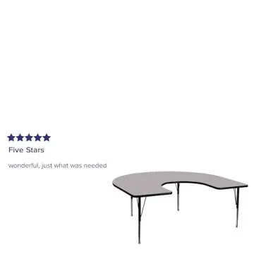 Flash Furniture Wren 60''W x 66''L Horseshoe Grey Thermal Laminate Activity Table - Height Adjustable Short Legs
