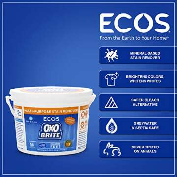 Earth Friendly Products ECOS Oxo-Brite, Color-Safe Whitener & Brightener, 57.6-Ounces ,3.6 Pound (Pack of 2)