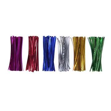 200 Poly Treat Bags 5x7 with 4" Twist Ties Assorted Colors - 1.4mils Thickness OPP Plastic Bags of Candy Cookie Treat (5'' x 7'')