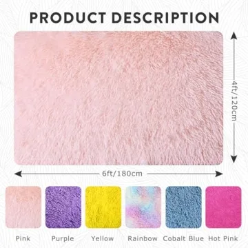 Pink Shag Rug 4x6 Ultra Soft Non-Slip Fluffy Carpet