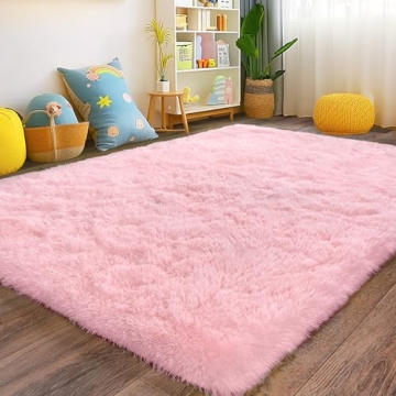 Pink Shag Rug 4x6 Ultra Soft Non-Slip Fluffy Carpet