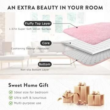 Pink Shag Rug 4x6 Ultra Soft Non-Slip Fluffy Carpet