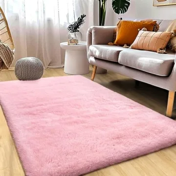 Pink Shag Rug 4x6 Ultra Soft Non-Slip Fluffy Carpet