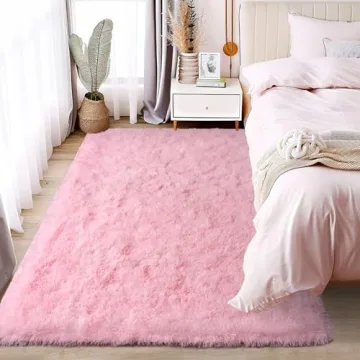Pink Shag Rug 4x6 Ultra Soft Non-Slip Fluffy Carpet